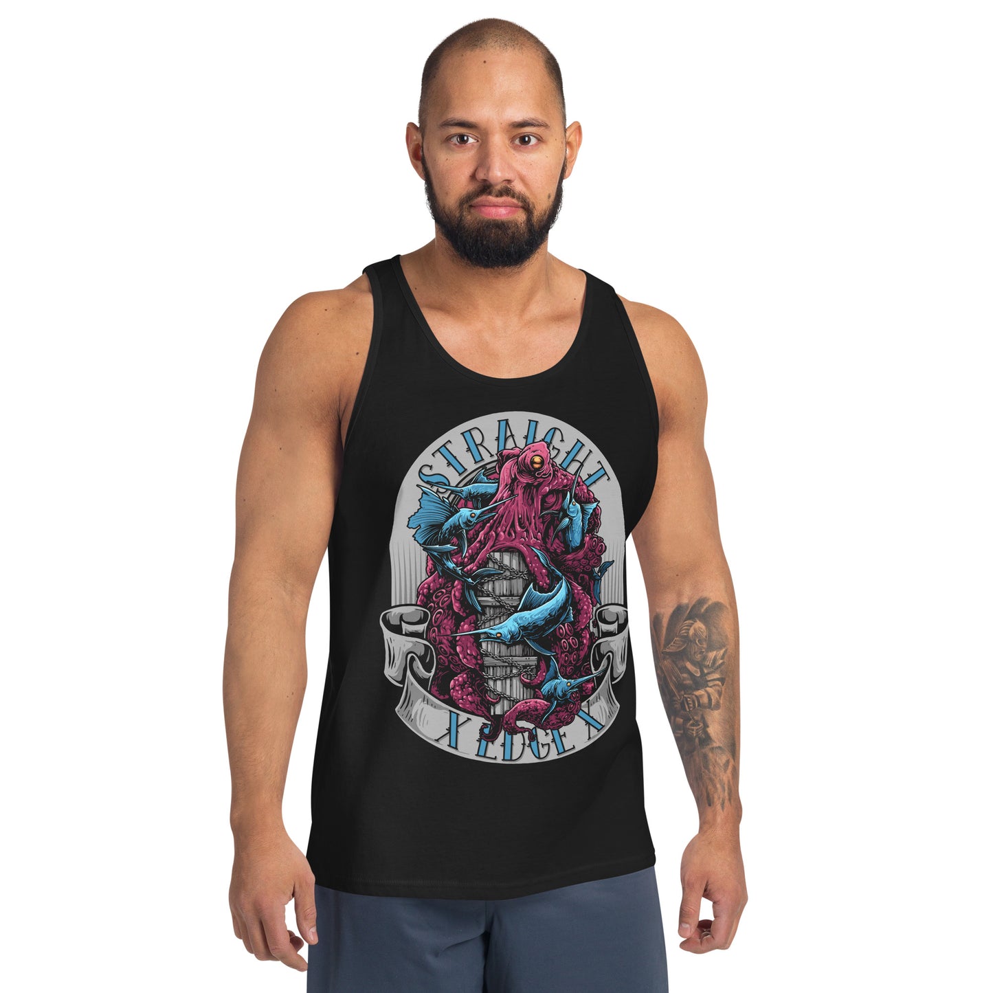 Tank Top Straight Edge Octopus (Black)