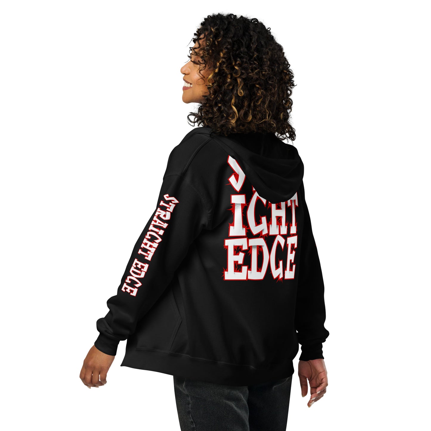 Hoodie Zip Straight Edge Art2 (Black)