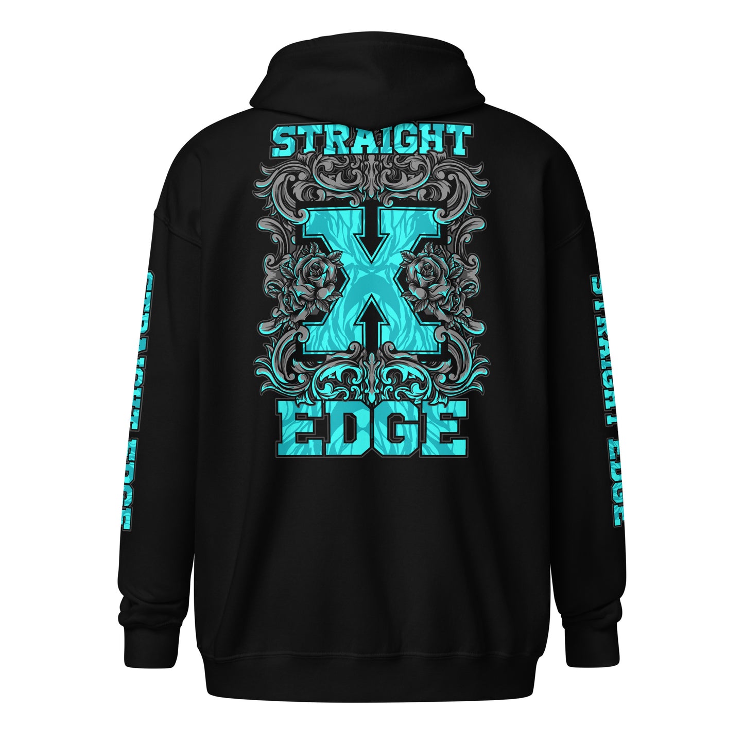 Hoodie Zip Straight Edge Vintage 1  (Black)