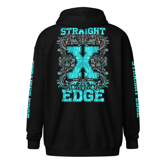 Hoodie Zip Straight Edge Vintage 1  (Black)