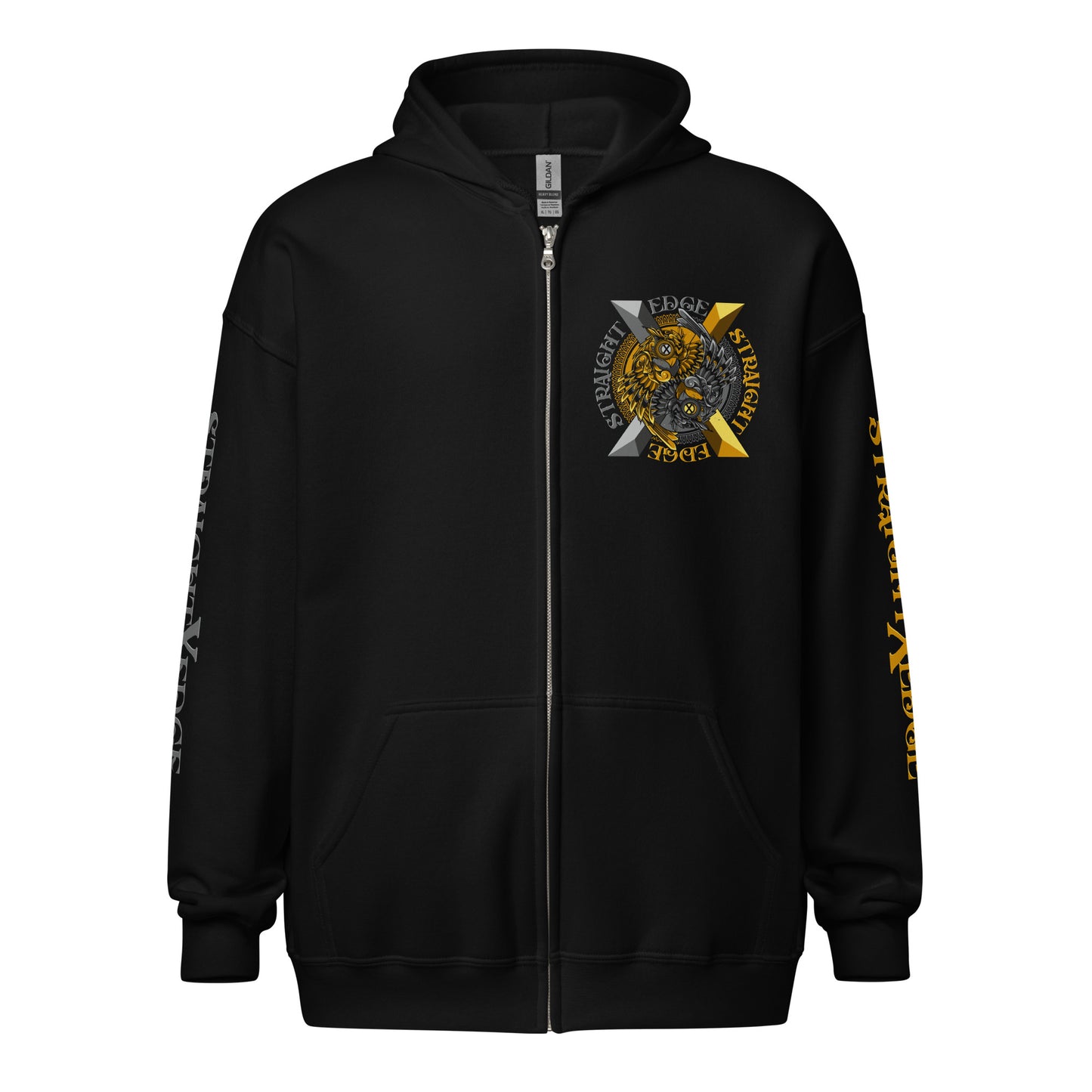 Hoodie Zip Straight Edge Ying Yang (Black)