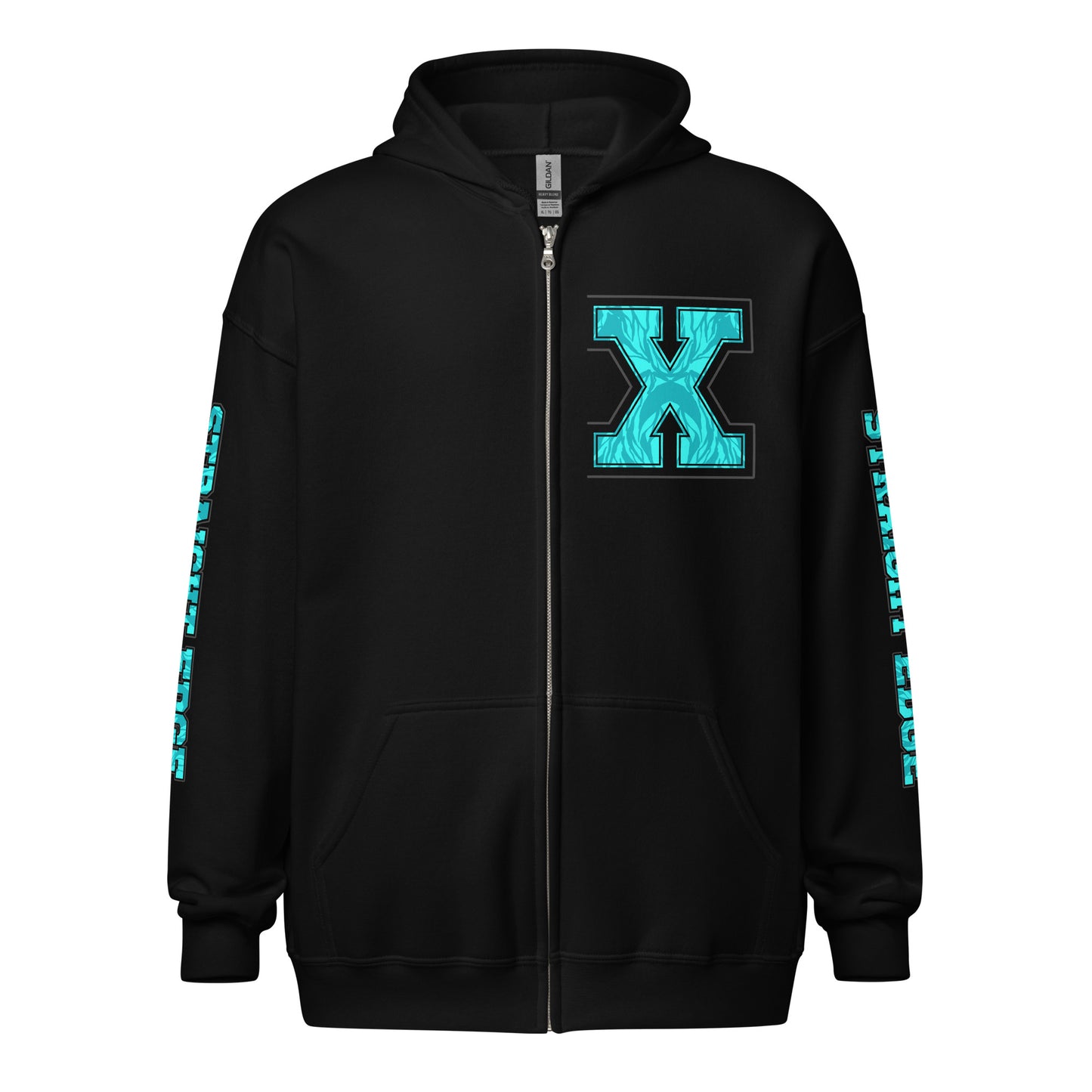 Hoodie Zip Straight Edge Vintage 1  (Black)