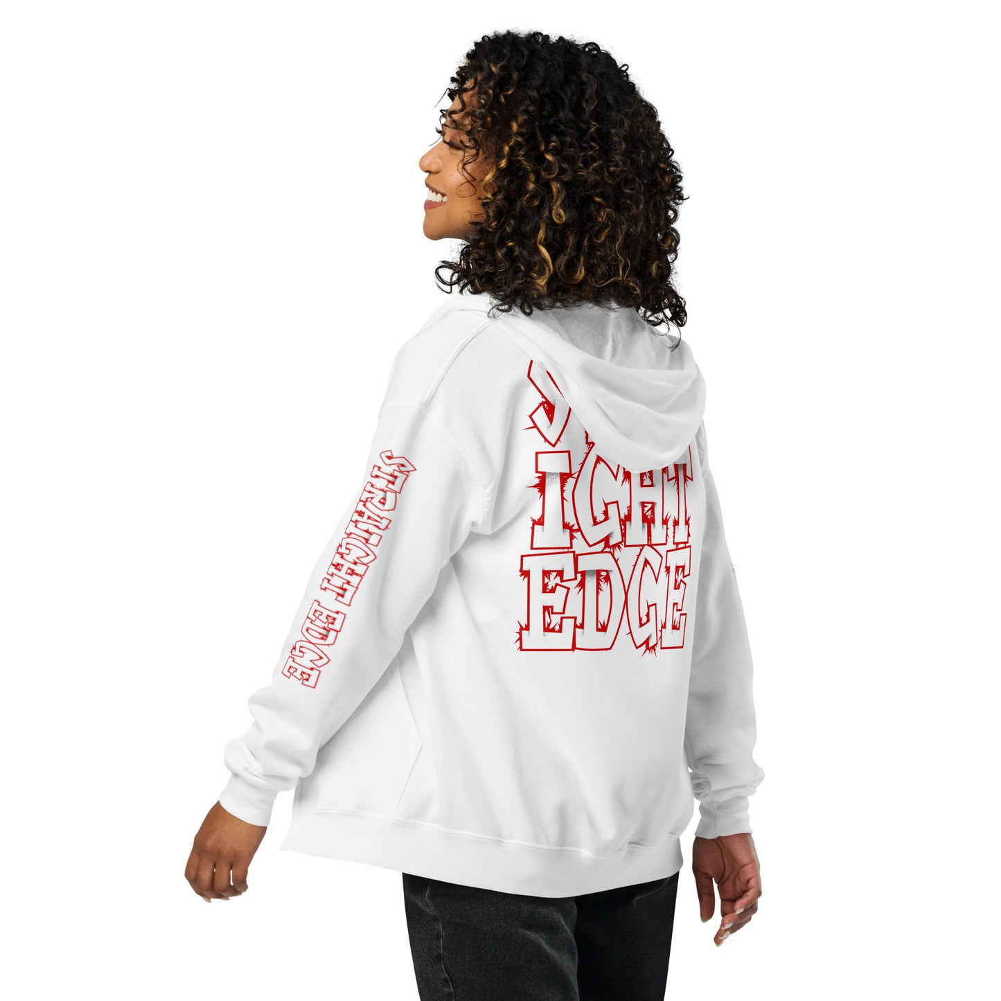 Hoodie Zip Straight Edge Art2 (White)