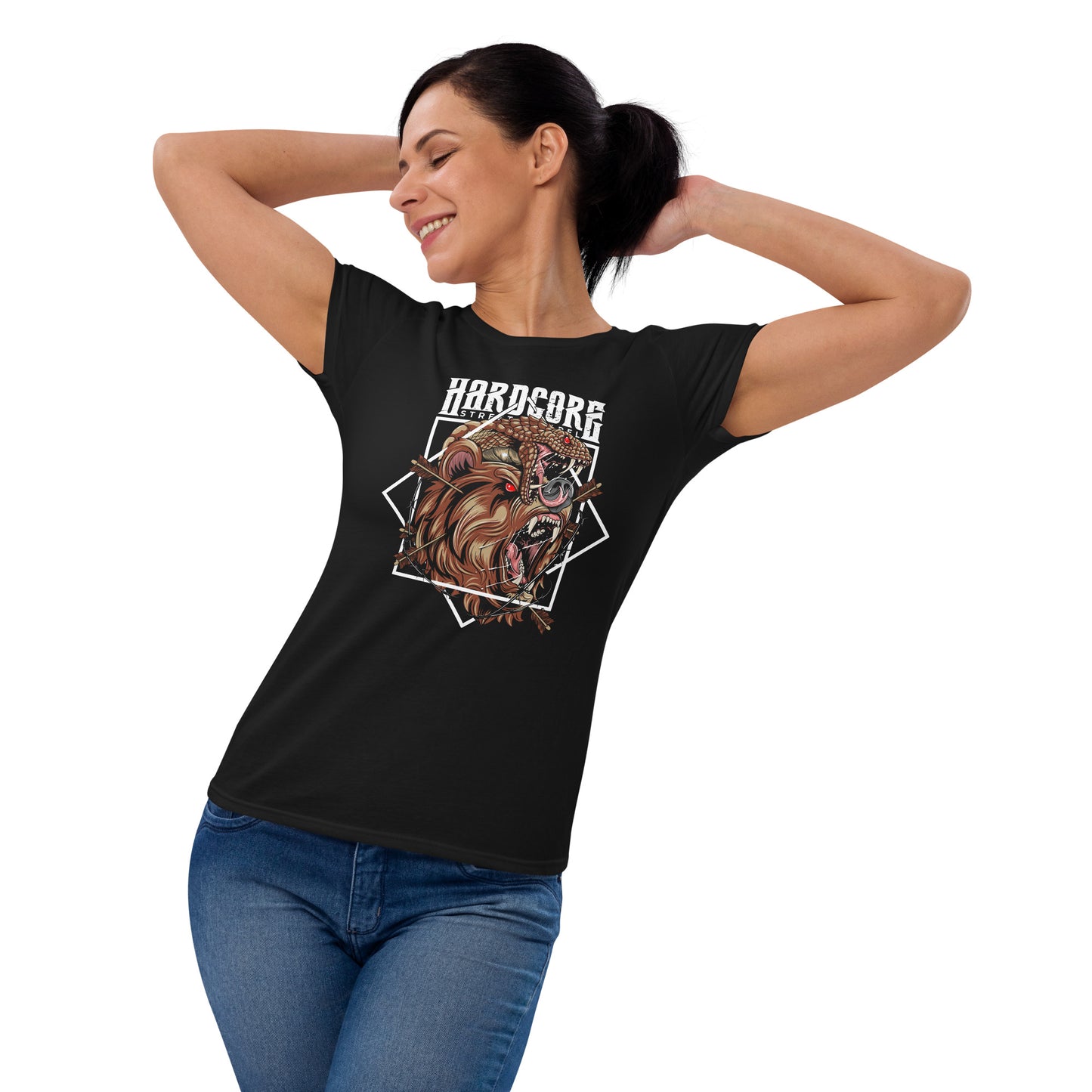 T-Shirt Women HCSA Bear vs Snake (Black)