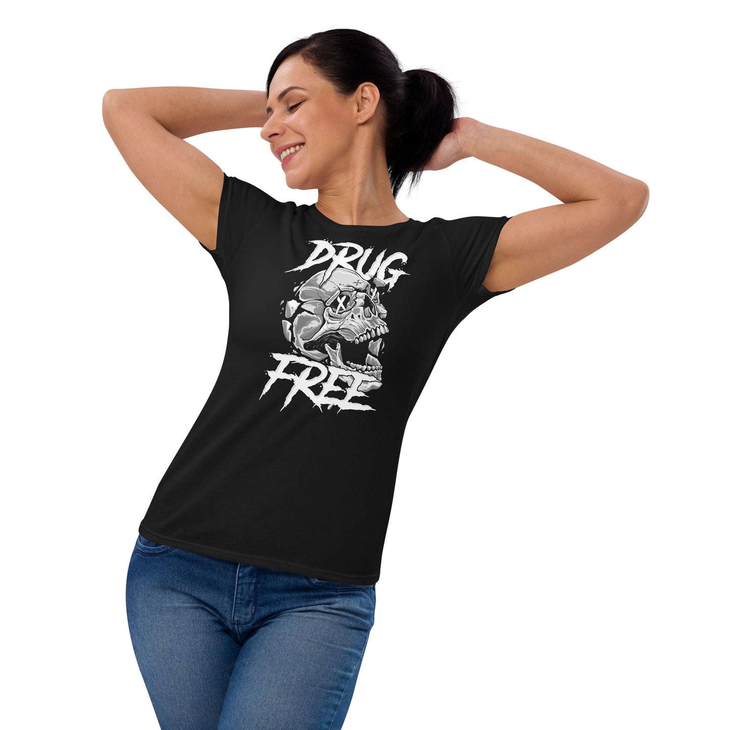 T-Shirt Women Straight Edge Drug Free (Black)