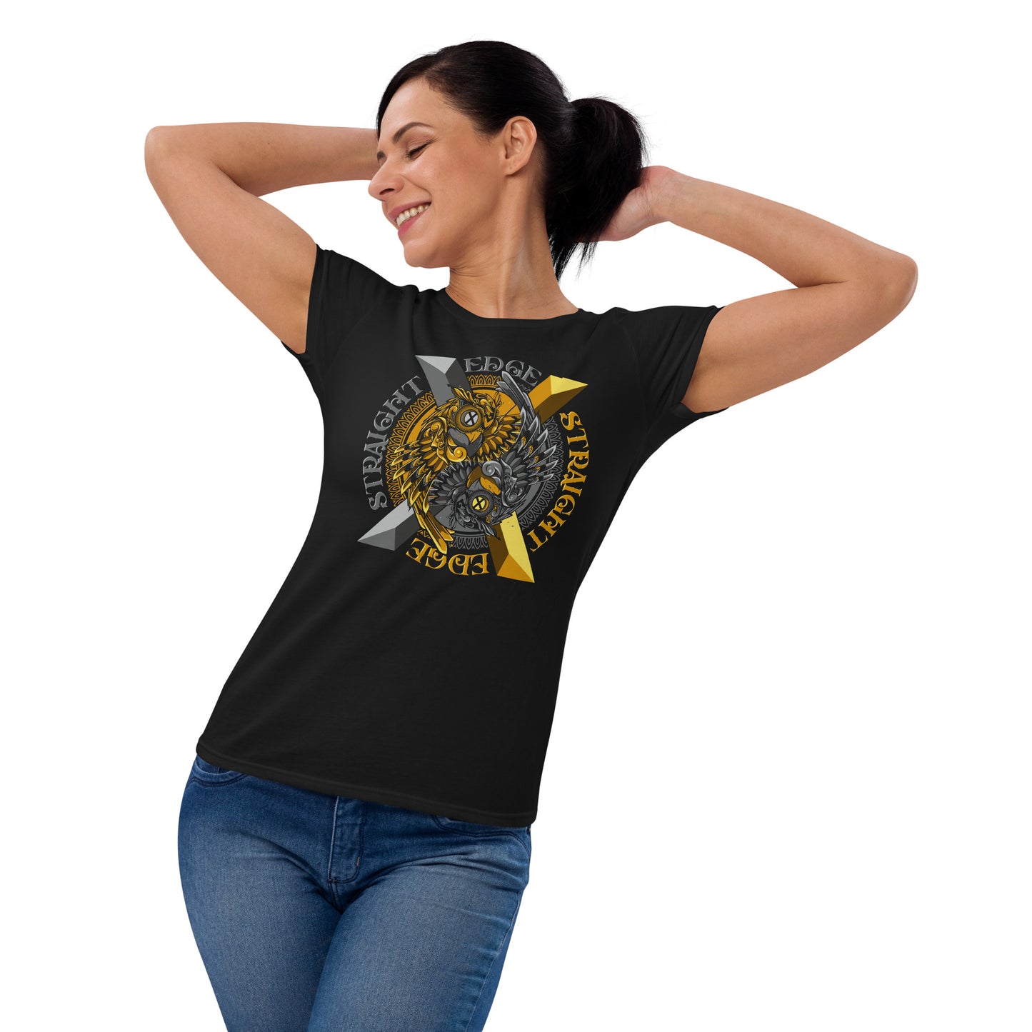 T-Shirt Women Straight Edge Ying Yang (Black)