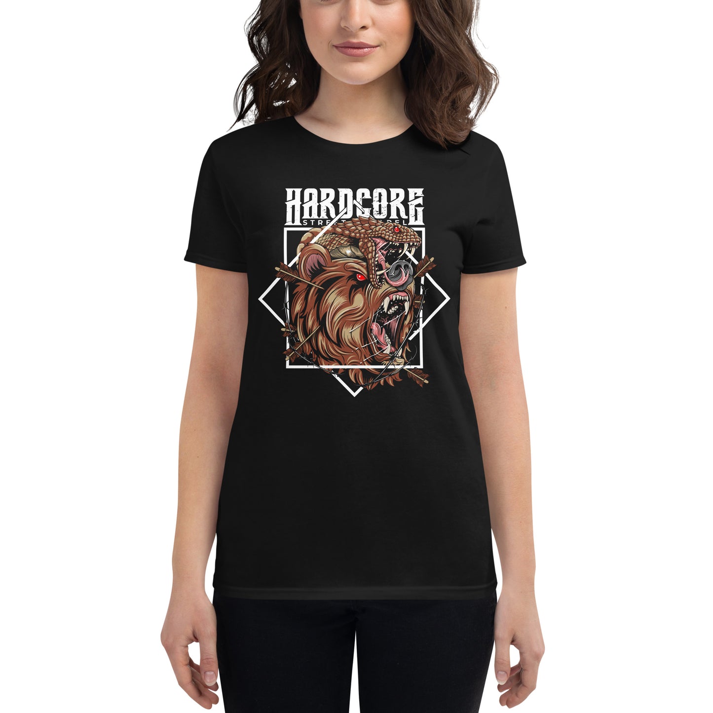 T-Shirt Women HCSA Bear vs Snake (Black)