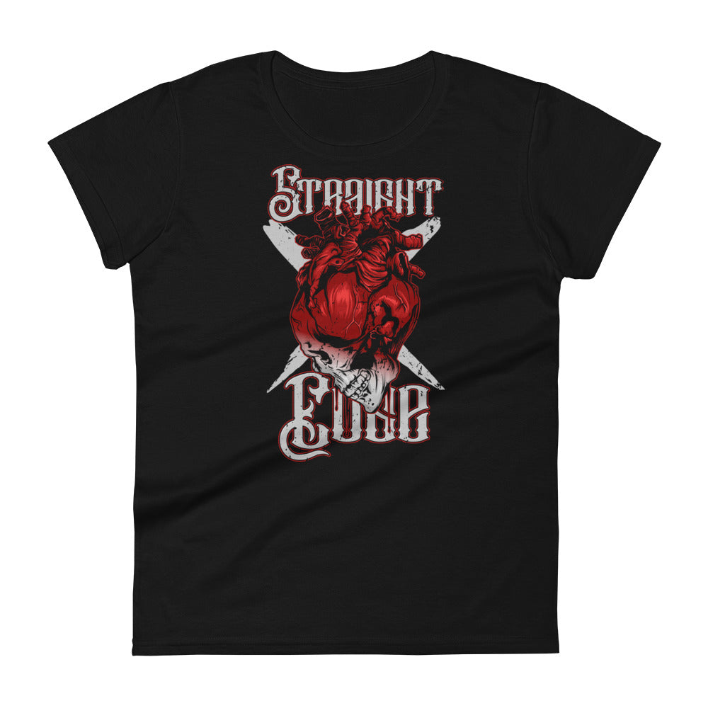 T-Shirt Women Straight Edge Heart (Black)