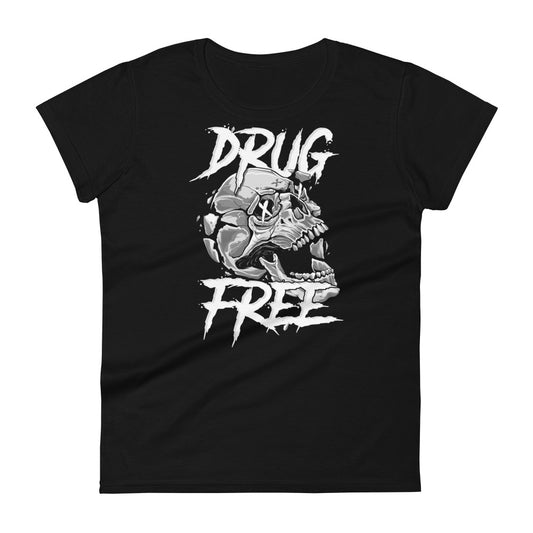 T-Shirt Women Straight Edge Drug Free (Black)