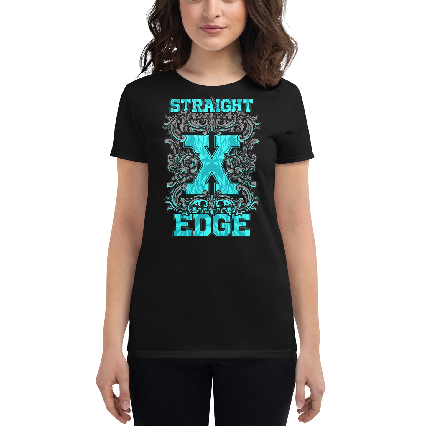 T-Shirt Women Straight Edge Vintage 1 (Black)