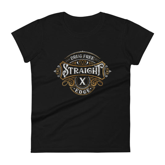 T-Shirt Women Straight Edge Vintage 2 (Black)