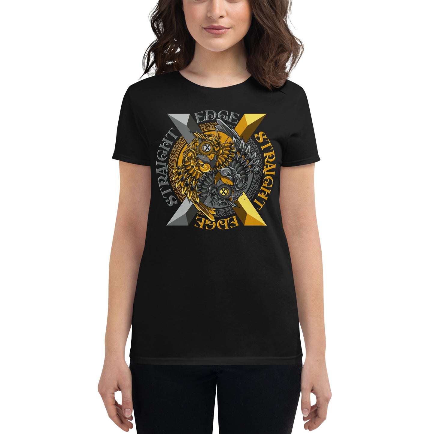 T-Shirt Women Straight Edge Ying Yang (Black)