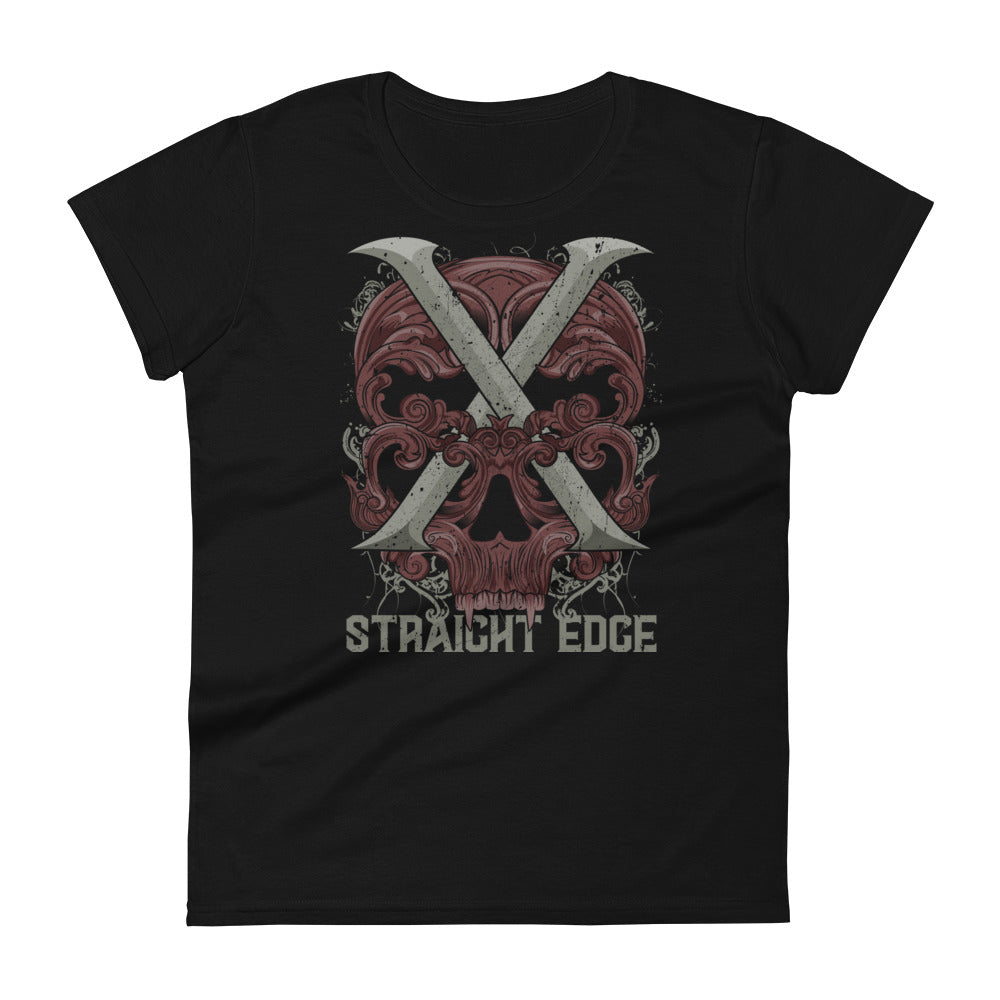 T-Shirt Women Straight Edge Skull (Black)