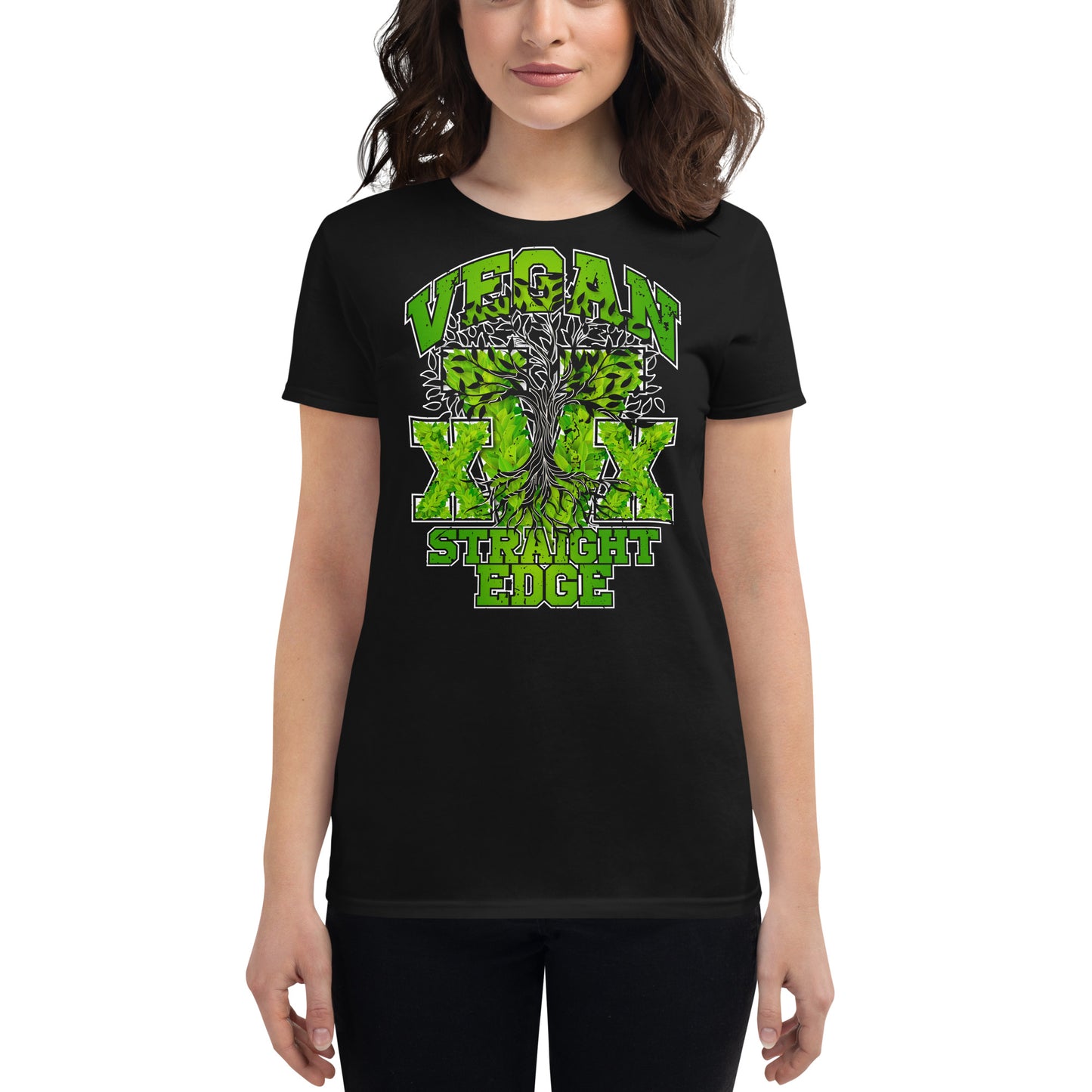 T-Shirt Women Straight Edge Vegan (Black)