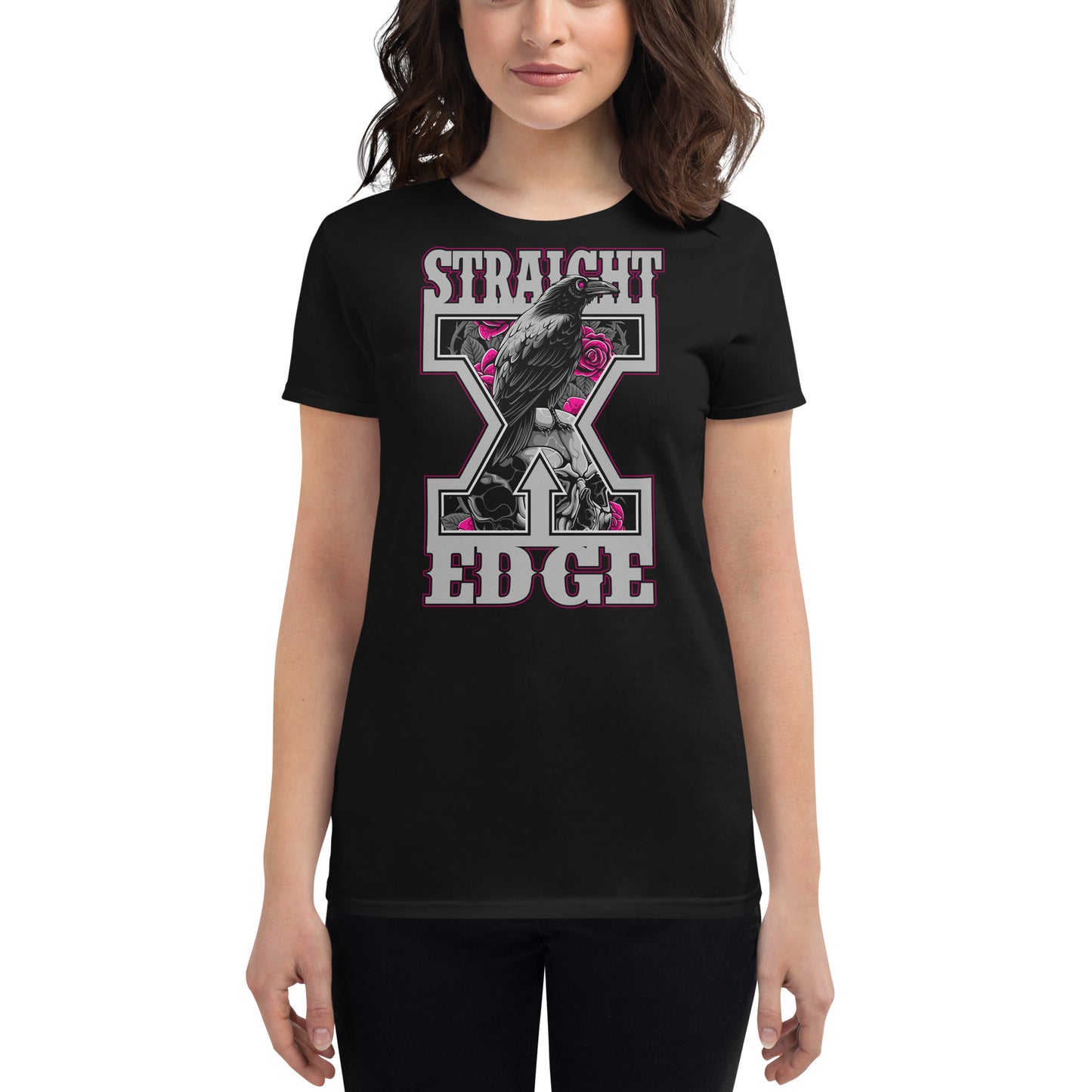 T-Shirt Women Straight Edge Crow (Black)